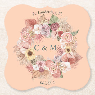 Boho Caramel-Tone Floral Collage Paper Untersetzer