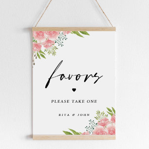 Boho Carnation Favor Wedding Table Sign Poster