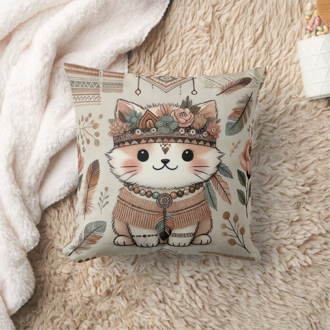 Boho Cartoon Cats Decorative Kissen - Niedlich & g (Decke)
