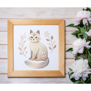 Boho Cat Ästhetische Minimalistische Felsenwand Ku Poster