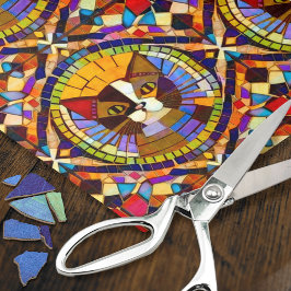 Boho Cat - Calico Portrait in Mosaic Tiles Fun Seidenpapier