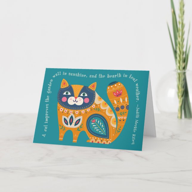 Boho Cat Card mit Zitat Karte (Vorderseite)
