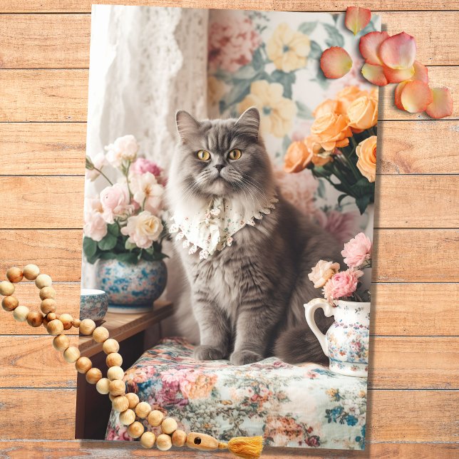 Boho Cat in Florals 1 Dekoupage Paper Seidenpapier (Von Creator hochgeladen)