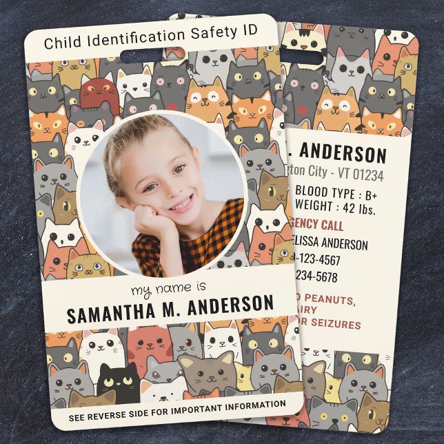 Boho Cats Custom Modern Foto Child Identification Ausweis (Von Creator hochgeladen)