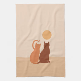 Boho Cats Sunset Wüste Geschirrtuch