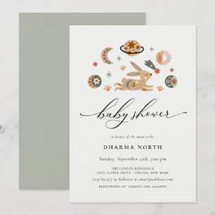 Boho Celestial Bunny Baby shower Invitation