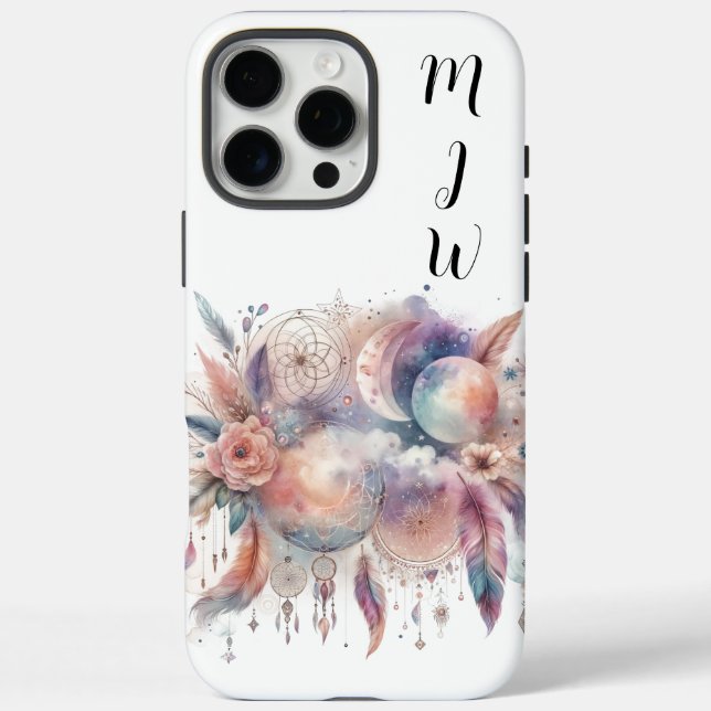 Boho Celestial Feather iPhone / iPad Fall 16 Pro Max Hülle (Rückseite)