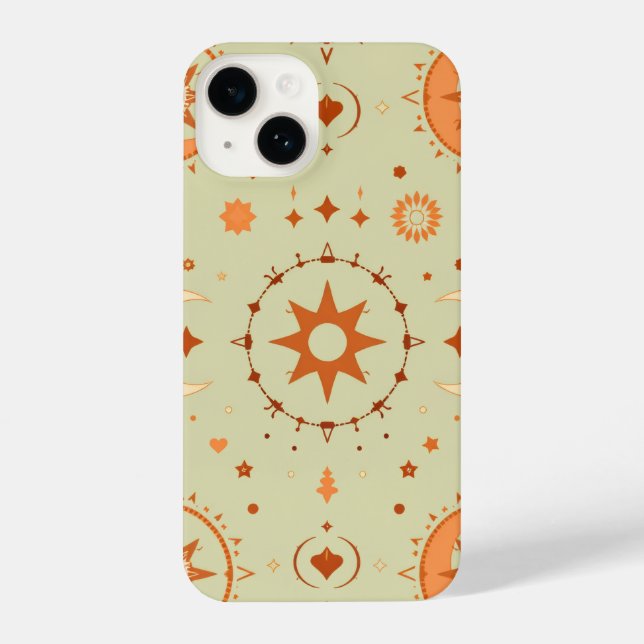 Boho Celestial iPhone Case | Sonne und Mond-Astrol 14 Hülle (Rückseite)