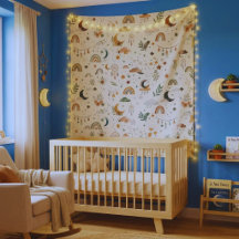 Boho Celestial Kinderzimmer-Tapete| Neutrale Mond