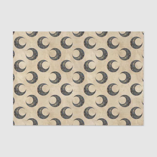 Boho Celestial Mond Goldmuster Seidenpapier (Vorderseite)
