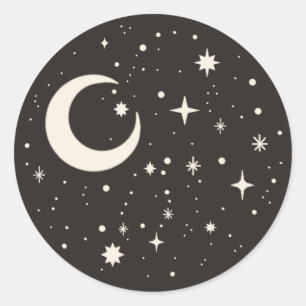 Boho Celestial Mond und Sternenaufkleber Runder Aufkleber