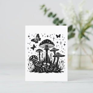 Boho Celestial Mushrooms mit Schmetterlingen und S Postkarte