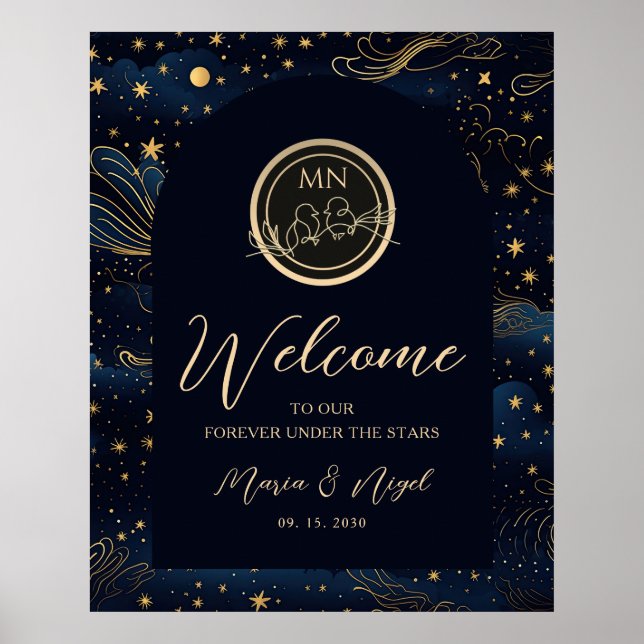 Boho Celestial Night Wedding Welcome Sign Poster (Vorne)