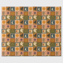Boho Celestial | Retro Sun & Moon Geschenkpapier