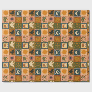 Boho Celestial Retro Sun & Moon Geschenkpapier
