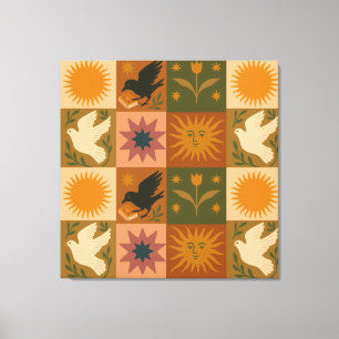 Boho Celestial   Retro Sun & Moon Leinwanddruck