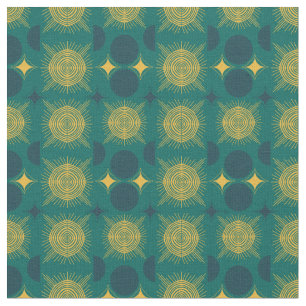 Boho Celestial Sun Moon Aquamarines Muster Stoff
