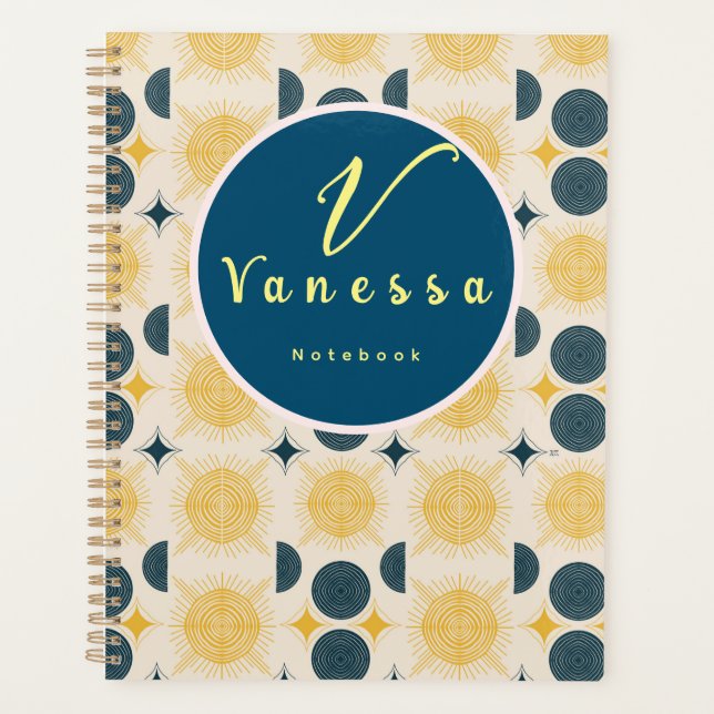 Boho Celestial Sun Moon Monogram Script Planer (Vorderseite)