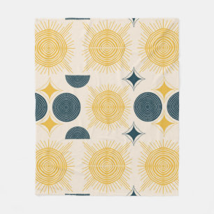 Boho Celestial Sun Moon Pattern Fleecedecke