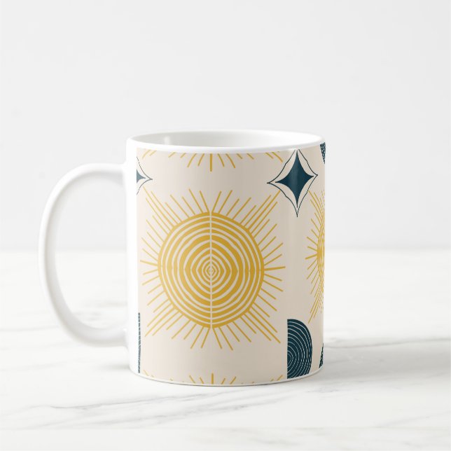 Boho Celestial Sun Moon Pattern Kaffeetasse (Links)