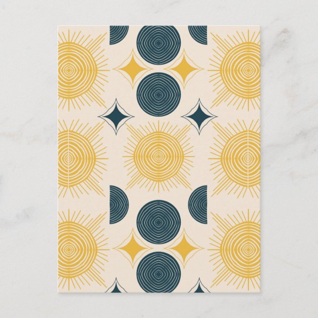Boho Celestial Sun Moon Pattern Postkarte (Vorderseite)