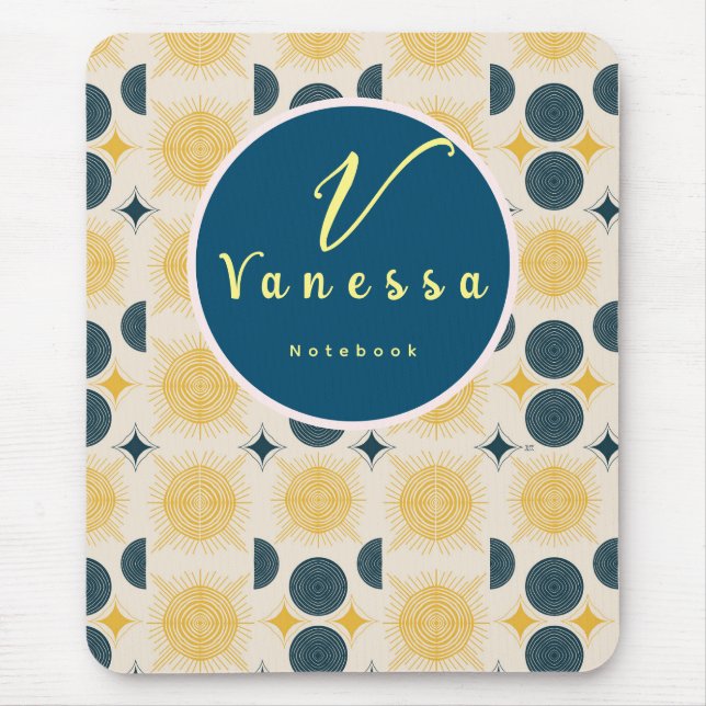 Boho Celestial Sun Moon Script Mousepad (Vorne)