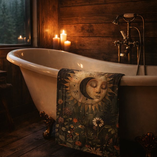 Boho Celestial Sun Moon Wildflower Garden Badhandtuch Set (Von Creator hochgeladen)