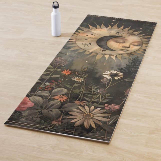 Boho Celestial Sun Moon Wildflower Garden Yogamatte (Beispiel)