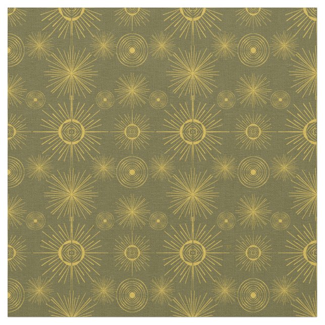 Boho Celestial Sun Stars Green Pattern Stoff (Nahaufnahme)