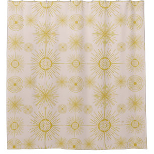 Boho Celestial Sun Stars Ivory Pattern Duschvorhang