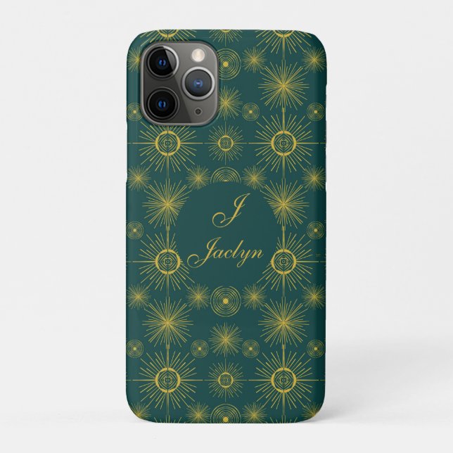 Boho Celestial Sun Stars Personalisiert Aquamarin Case-Mate iPhone Hülle (Rückseite)