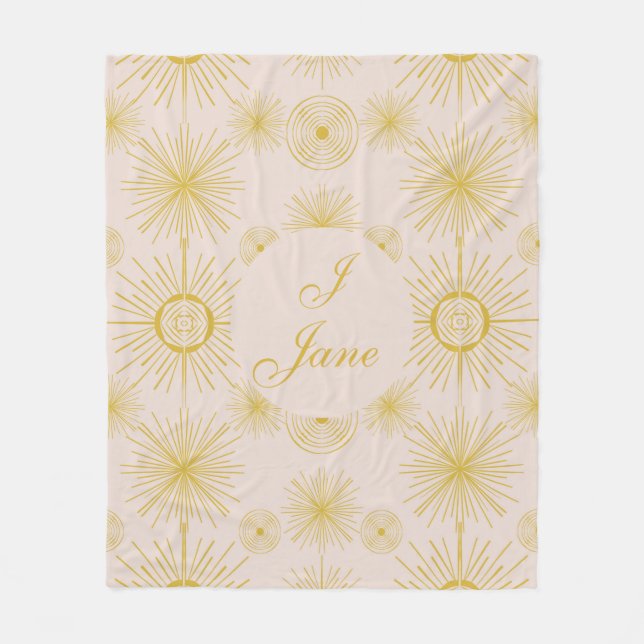 Boho Celestial Sun Stars Personalisiert Ivory Fleecedecke (Vorderseite)