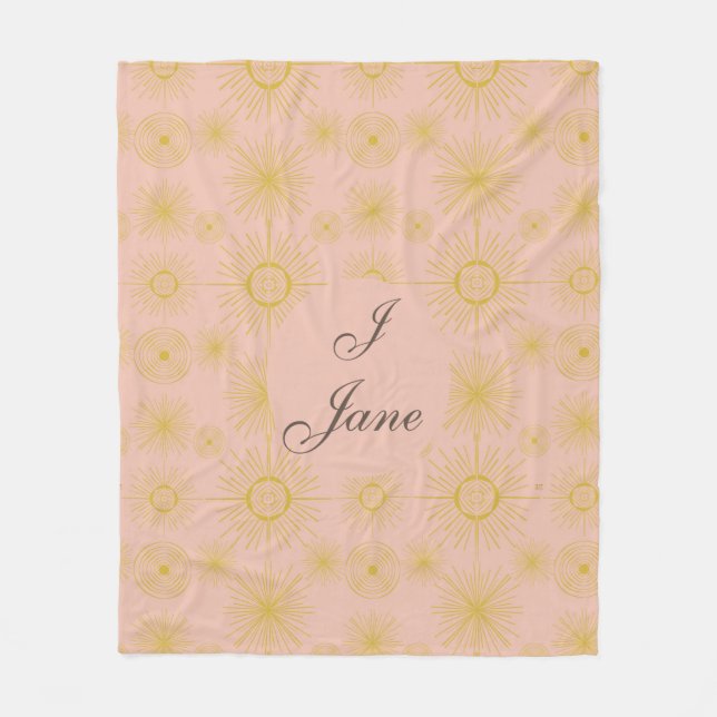 Boho Celestial Sun Stars Personalisiert Pink Fleecedecke (Vorderseite)