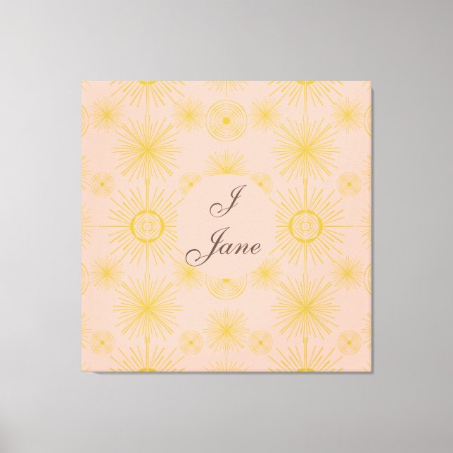 Boho Celestial Sun Stars Personalisiert Pink Leinwanddruck (Vorderseite)