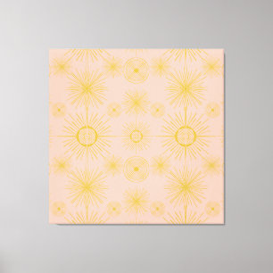 Boho Celestial Sun Stars Pink Pattern Leinwanddruck