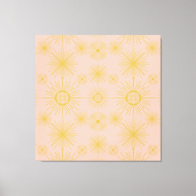 Boho Celestial Sun Stars Pink Pattern Leinwanddruck (Vorderseite)
