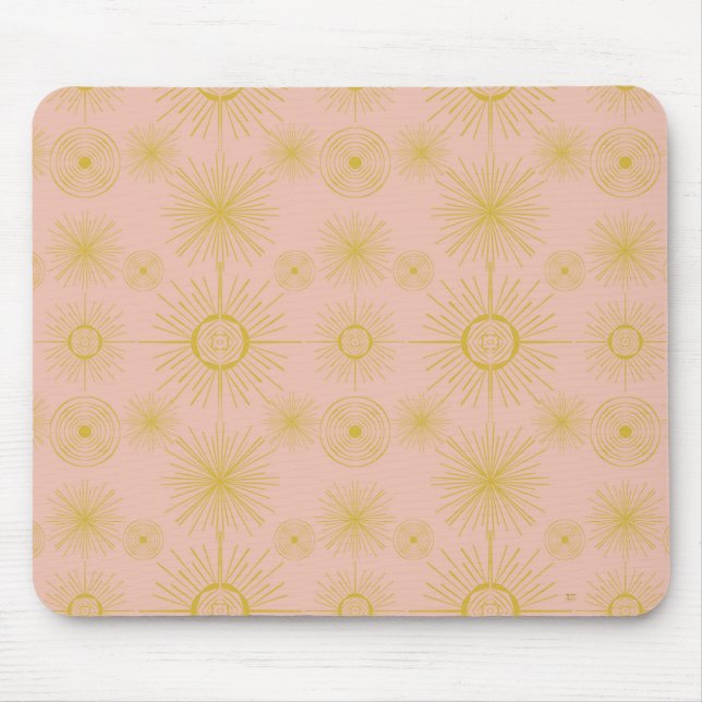 Boho Celestial Sun Stars Pink Pattern Mousepad (Vorne)