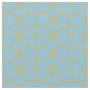 Boho Celestial Sun Stars Sky Blue Stoff