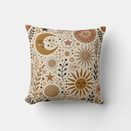 Boho Celestial Sun und Moon Pattern Kissen