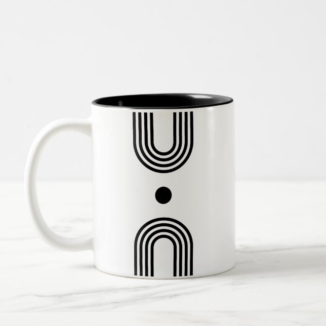 Boho celestial Sun Zweifarbige Tasse (Links)