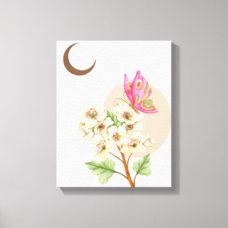 Boho Celestial Wasserfarbe Schmetterling & Weiße B Leinwanddruck
