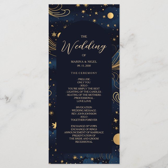 Boho Celestial Wedding Zeremony Program Programm (Vorderseite)