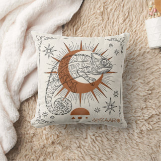 Boho-Chamäleon Sonne und Sterne Reptilien Kunst Kissen