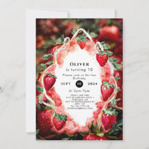 Boho Charming Frucht Strawberry Birthday Einladung