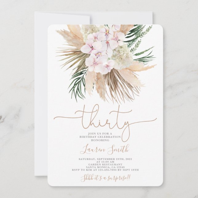 Boho Chic 30. Geburtstag Einladung (Vorderseite)