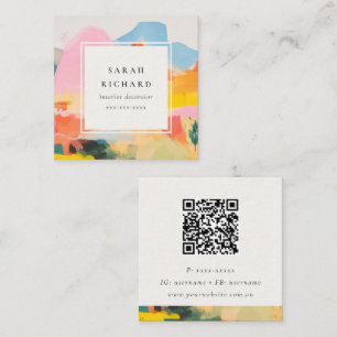 Boho-Chic-Abstraktes Berglandschaft- QR-Code Quadratische Visitenkarte