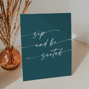 Boho Chic Aquamarin Blue Sip wird Hochzeit gesetzt Sockelschild