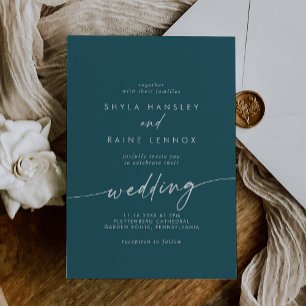 Boho Chic Aquamarin Blue Wedding Einladung