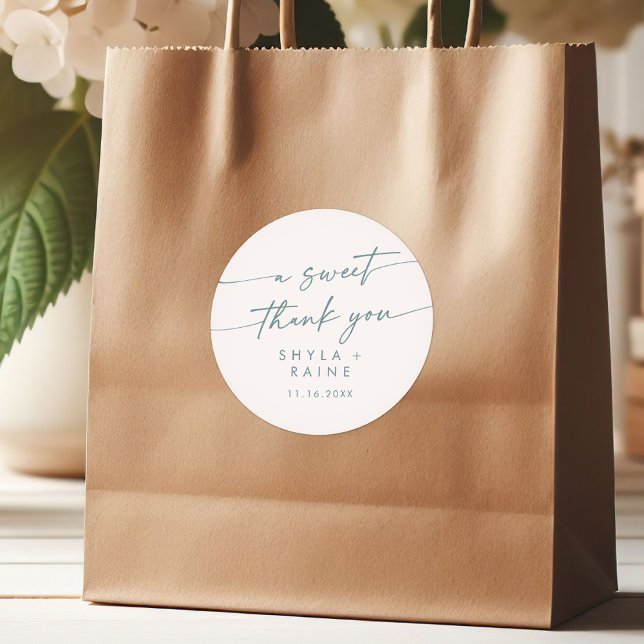 Boho Chic Aquamarin und White A Sweet Vielen Dank Runder Aufkleber (Von Creator hochgeladen)