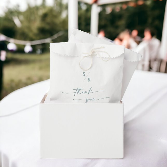 Boho Chic Aquamarin und White Monogram Wedding Geschenktütchen (Von Creator hochgeladen)